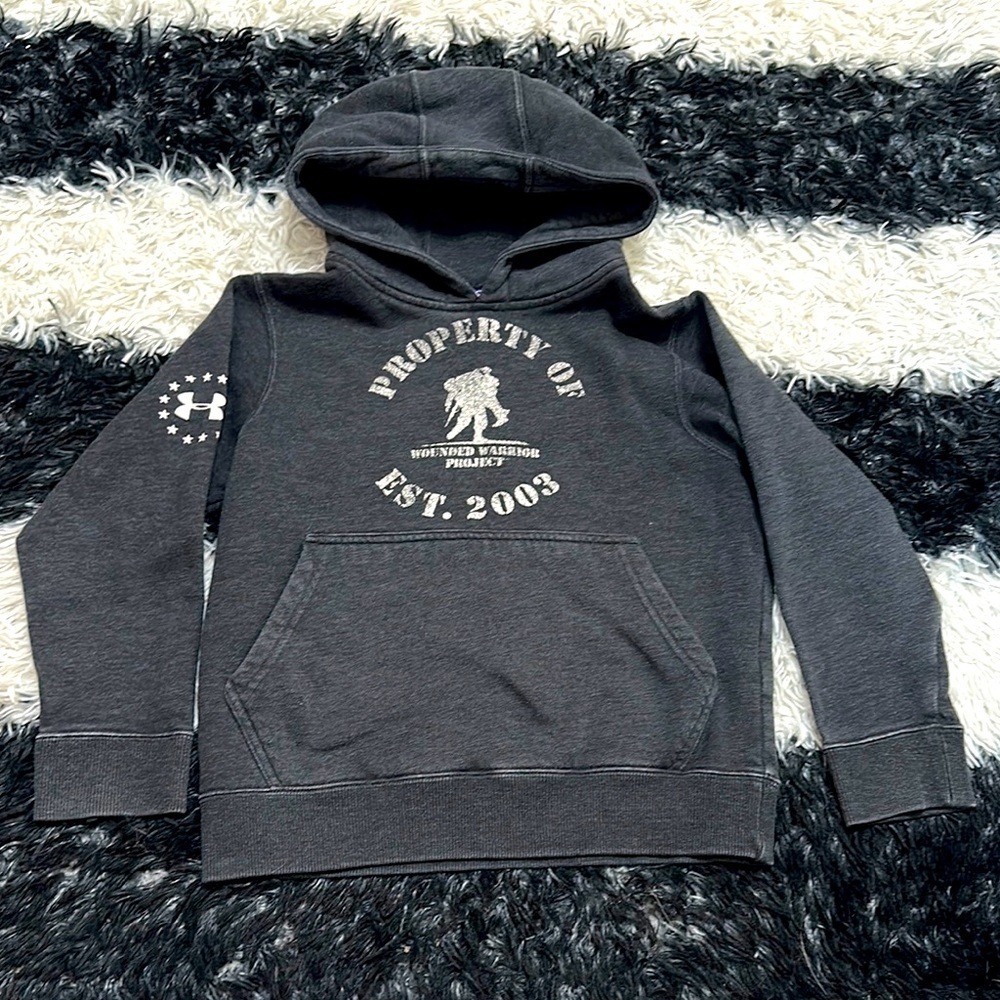Under Armour Kids Gray Hoodie, Wounded Warrior Project, Sz Youth XS